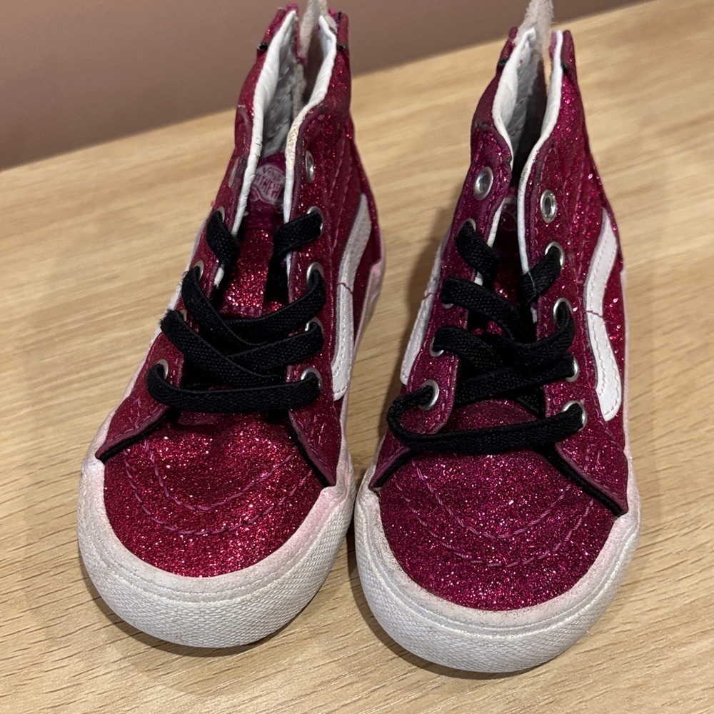 Vans Kids Glittery hot pink High-Top Sneakers - Picture 2 of 4